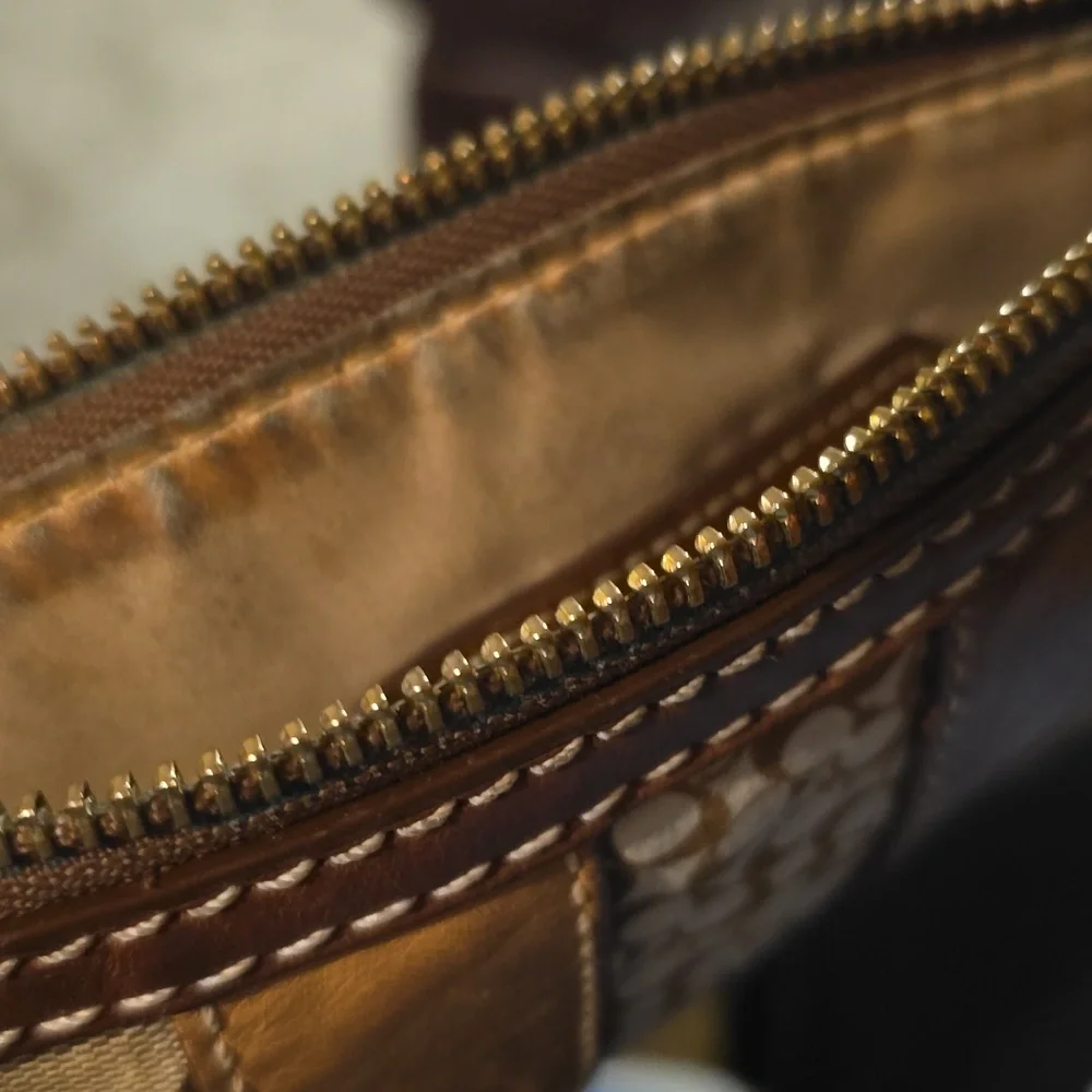 Brown and Tan Coach Crossbody Bag